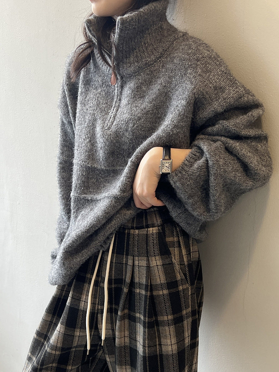 WW Soft Touch Halzip-Pullover mit Stehkragen