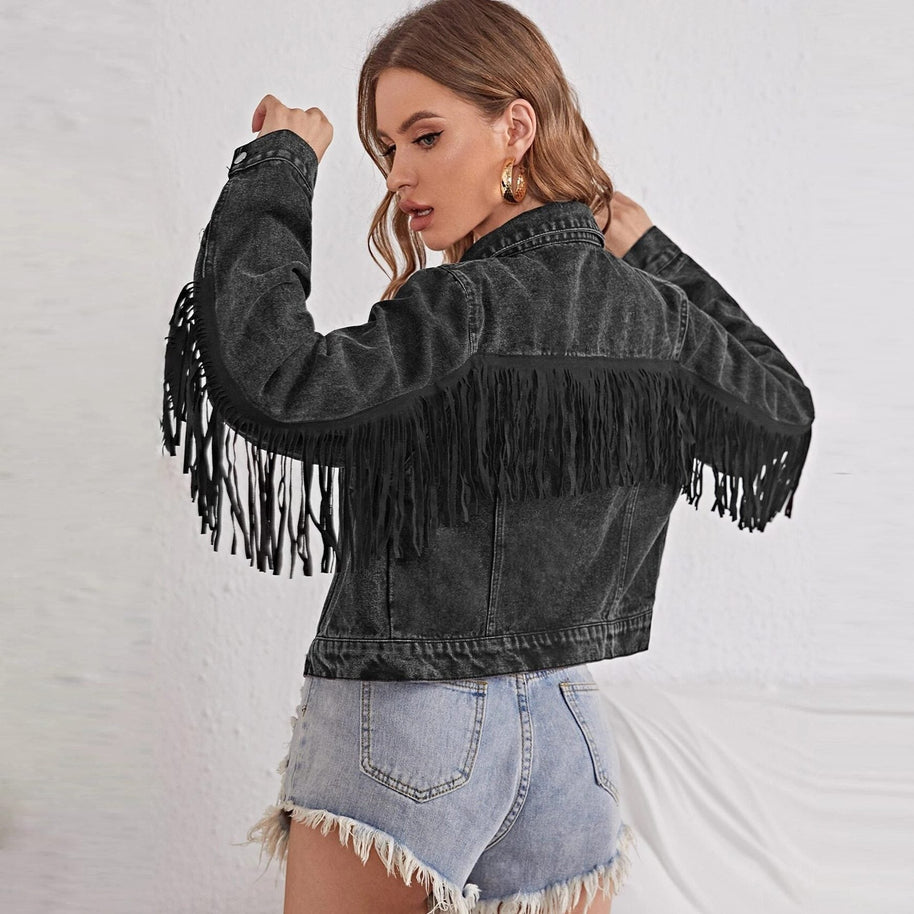 WW | Detail Cropped Jacket - Edgy Western Vibe - Denim-Mix - Festivalbereit