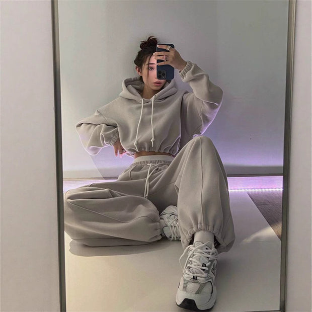 Damen sportliches und bequemes Hoodie-Set mit Gummizug WW