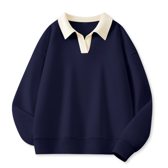 Damen Stilvolles V-Ausschnitt Fleece Pullover Sweatshirt WW