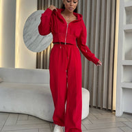 Damen Sportliches Crop-Set mit Reißverschluss und weitem Schnitt WW