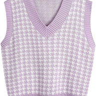 Damen Strickweste mit modernem Hahnentritt-Muster WW