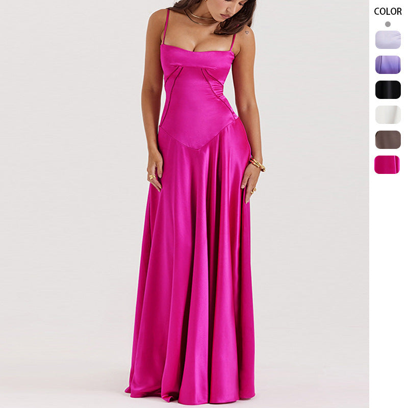 Damen Abendkleid mit figurbetontem Schnitt und elegantem Satin-Finish WW