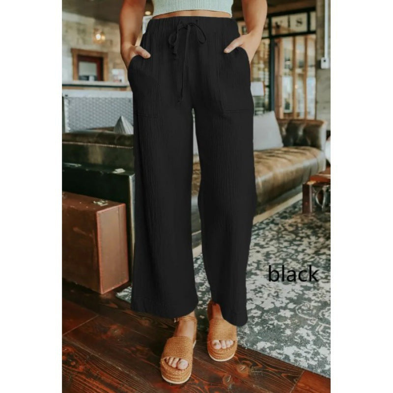 Damen Bequeme Sommerhose mit weit geschnittenem Bein und praktischen Taschen WW