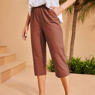 Damen bequeme Leinen-Hose mit elastischem Bund W&W