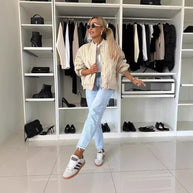 Damen Steppjacke im lässigen Oversized-Schnitt mit Rippstrickdetails WW