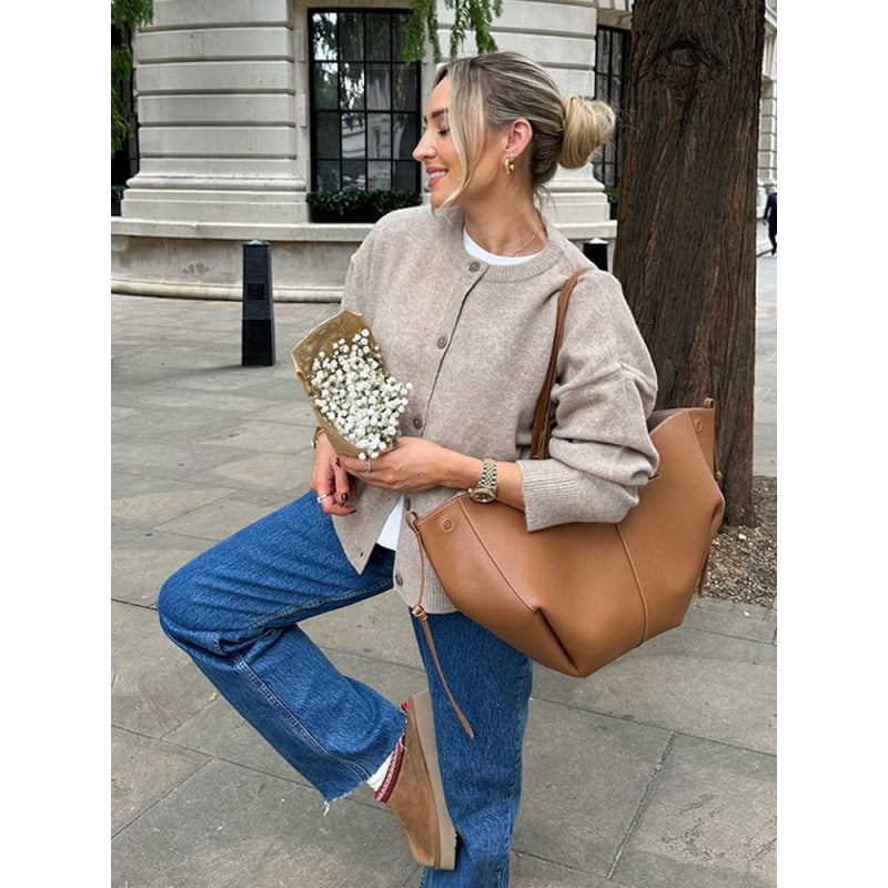 Damen Strickjacke im gemütlichen Schnitt mit praktischen Knöpfen WW