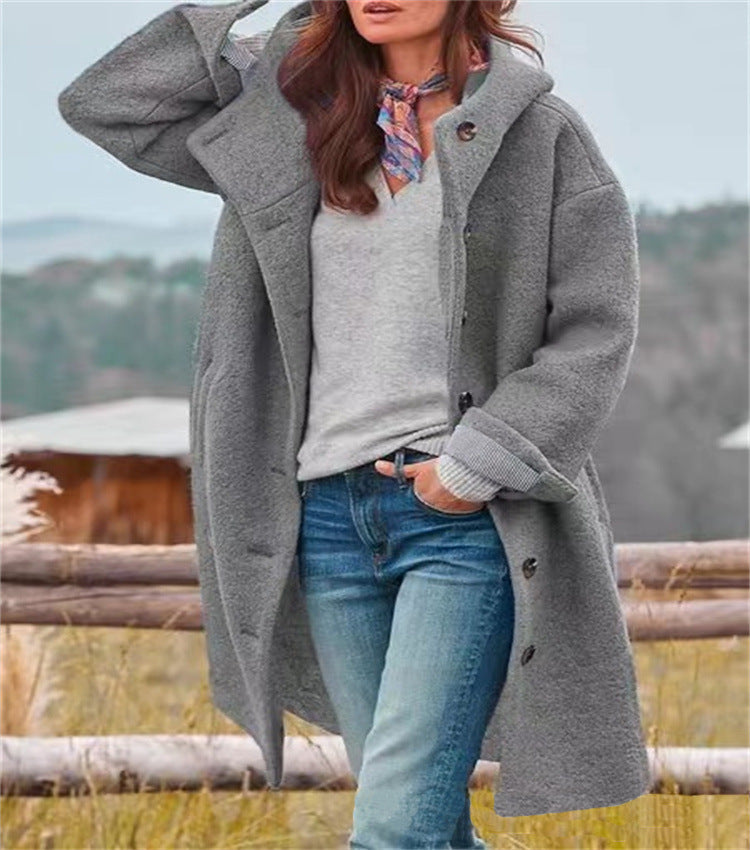 Damen Lange Wolle-Mix Jacke mit weichem Innenfutter und praktischen Taschen WW