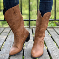 Damen Cowboy-Stiefel mit hohem Absatz und kunstvollen Stickereien WW