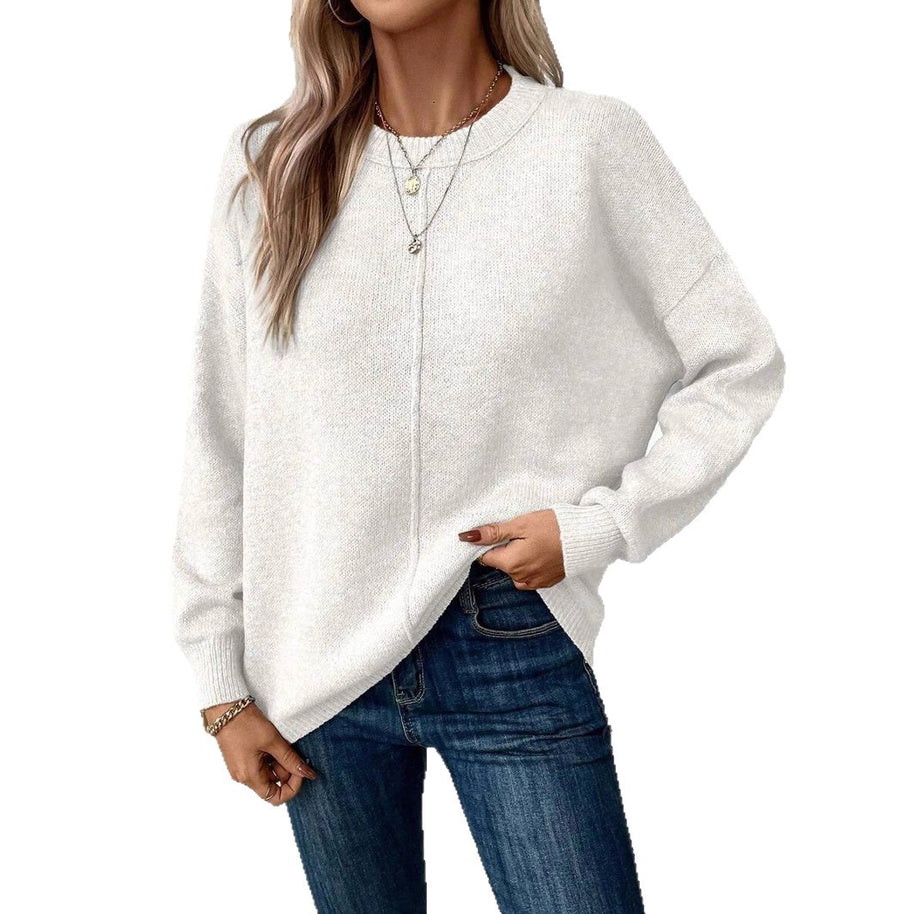 Damen Bequemer Strickpullover mit seitlichem Schlitz WW