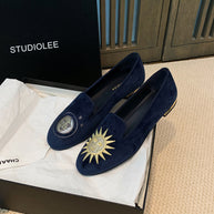 Damen bestickte Samt Slipper WW