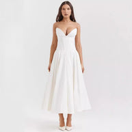 Damen Abendkleid mit herzförmigem Ausschnitt und fließendem Rock WW