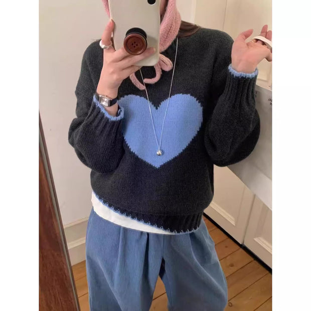 Damen angesagter Pullover mit Herzmotiv und lässigem Schnitt WW