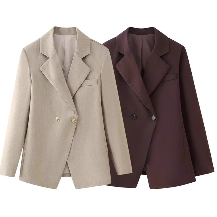 Damen eleganter, doppelreihiger Blazer mit klassischem Revers W&W Mode
