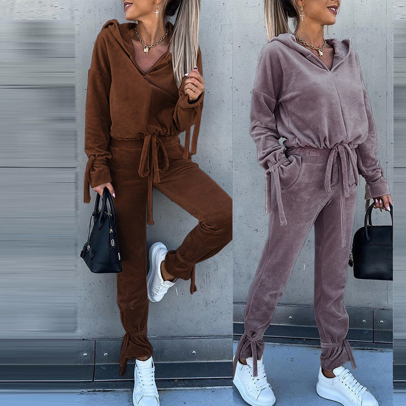 Damen Hooded Lounge-Set mit elastischem Bund und weichem Material WW