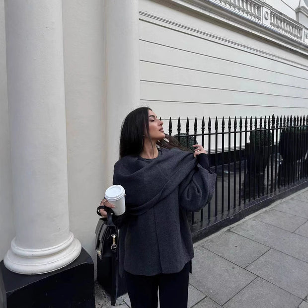 Damen asymmetrische Wickeljacke mit großem Kragen WW