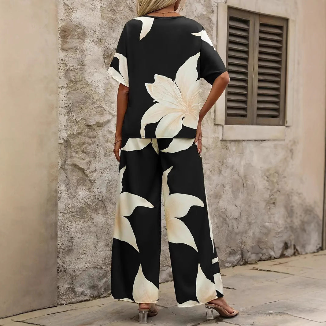 Damen entspanntes Jumpsuit mit floralem Design und elastischem Bund WW