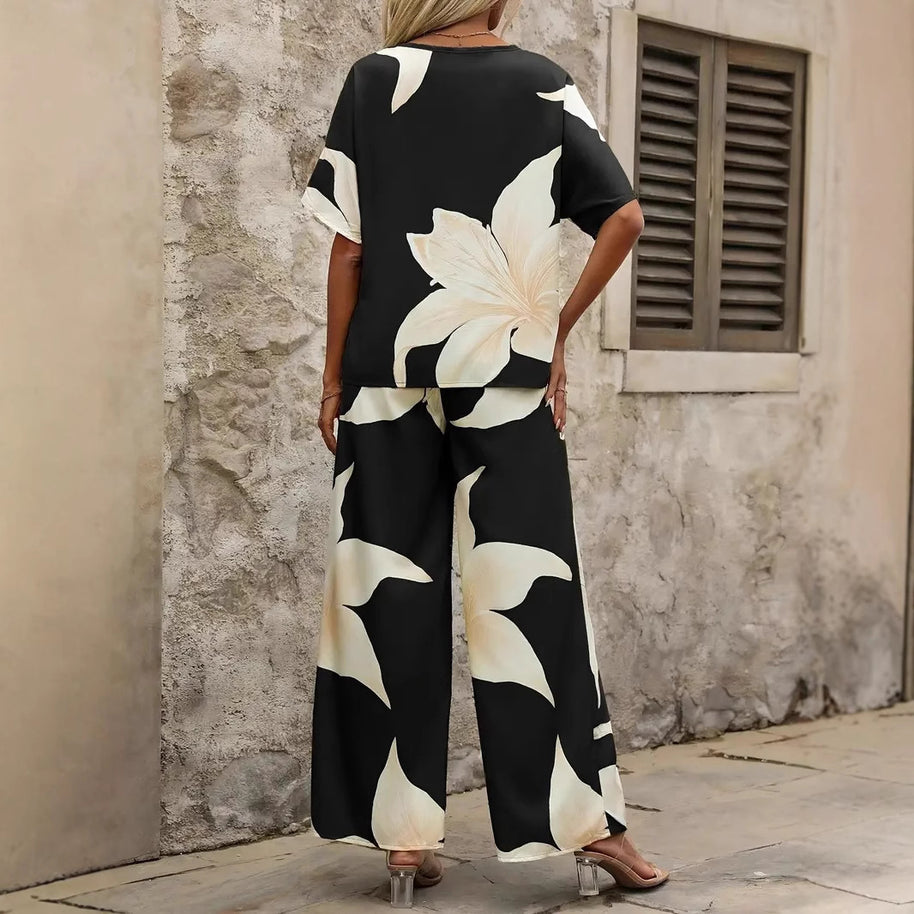 Damen entspanntes Jumpsuit mit floralem Design und elastischem Bund WW
