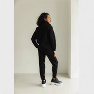 Damen sportlicher Fleece-Kapuzenpullover mit Reißverschluss und praktischen Taschen WW