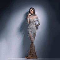 WW | Langärmliges Slim Fit Sexy Langrock Abendkleid