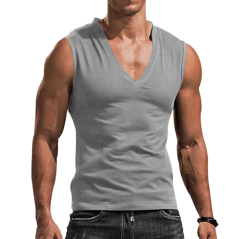 Herren ärmelloses V-Ausschnitt T-Shirt aus atmungsaktivem Material W&W Mode