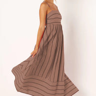 Damen Maxikleid aus gestreiftem Baumwollstoff WW
