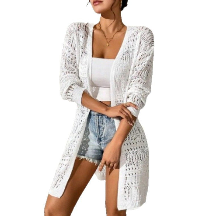 Damen Häkeljacke mit offenem Strickmuster und weitem Schnitt W&W Mode