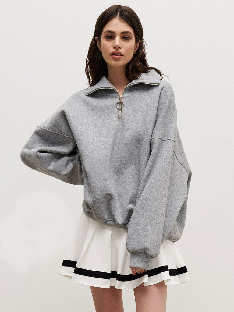 Damen Sweatshirt mit Zip-Kragen und lässigem Schnitt WW