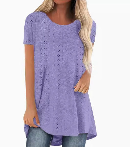 Stylische Damen Kurzarm-Tunika T-Shirt WW