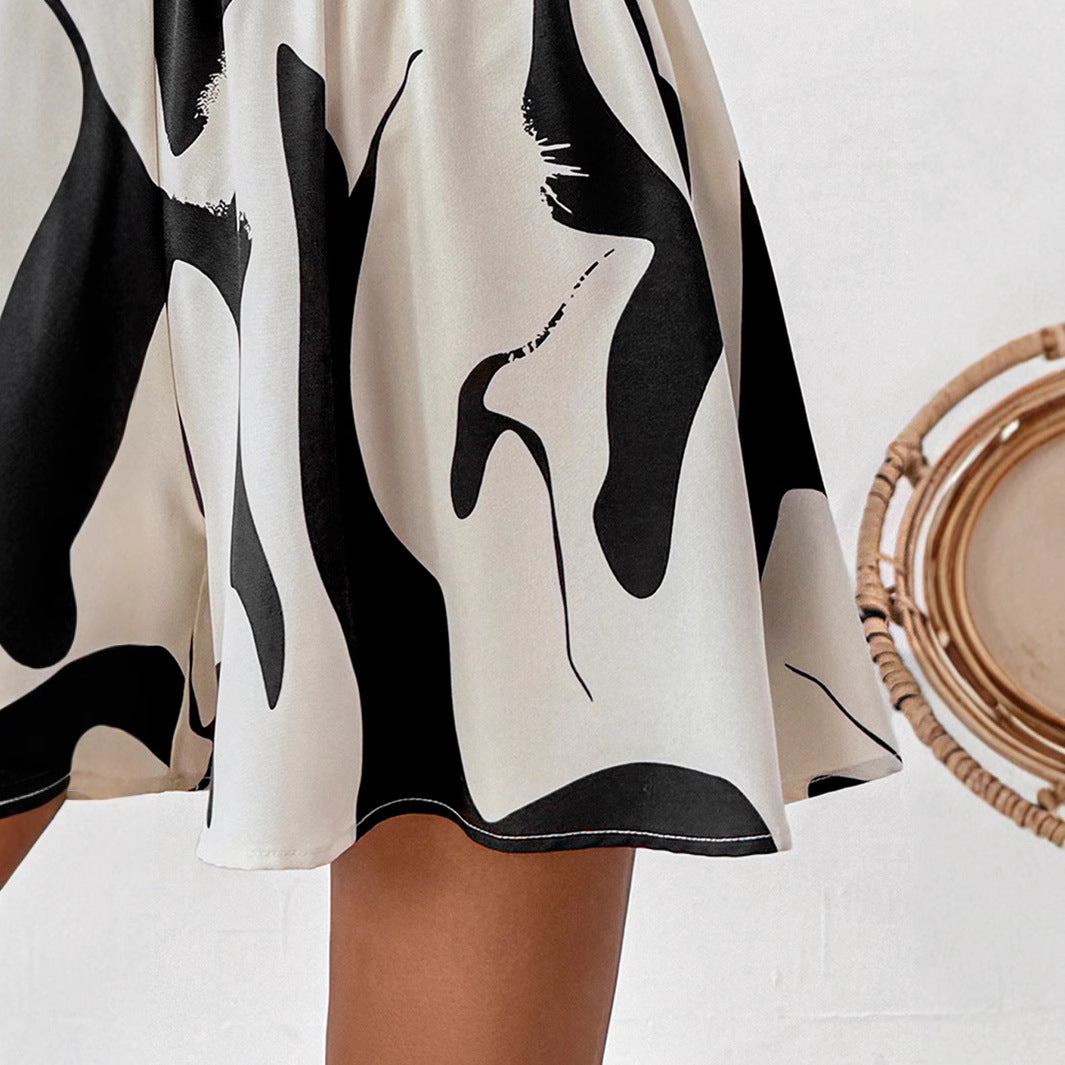 Damen Strandrock mit elastischem Bund und modischem Muster WW