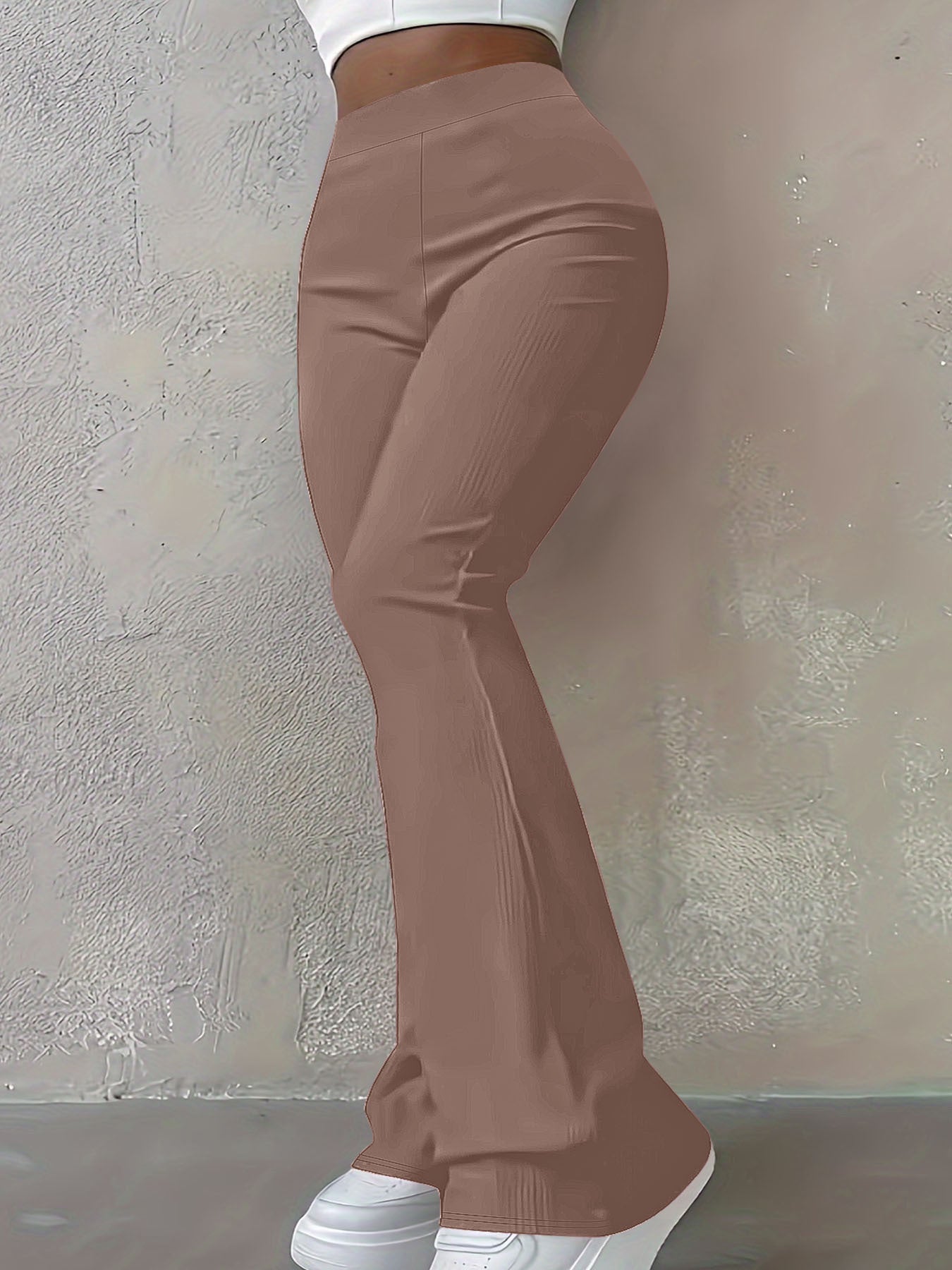 Damen Bootcut-Hose mit hohem Bund und elastischem Taillenband WW