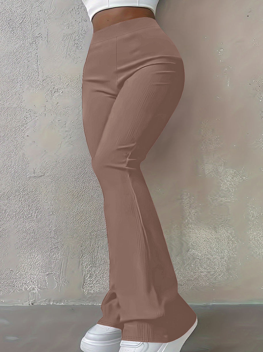 Damen Bootcut-Hose mit hohem Bund und elastischem Taillenband WW