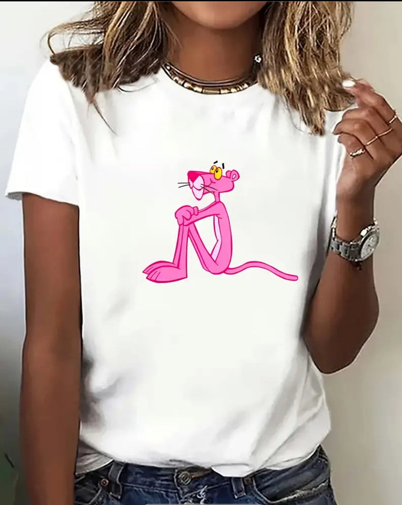 Damen T-Shirt mit hochwertigem Pink Panther Grafikdruck WW