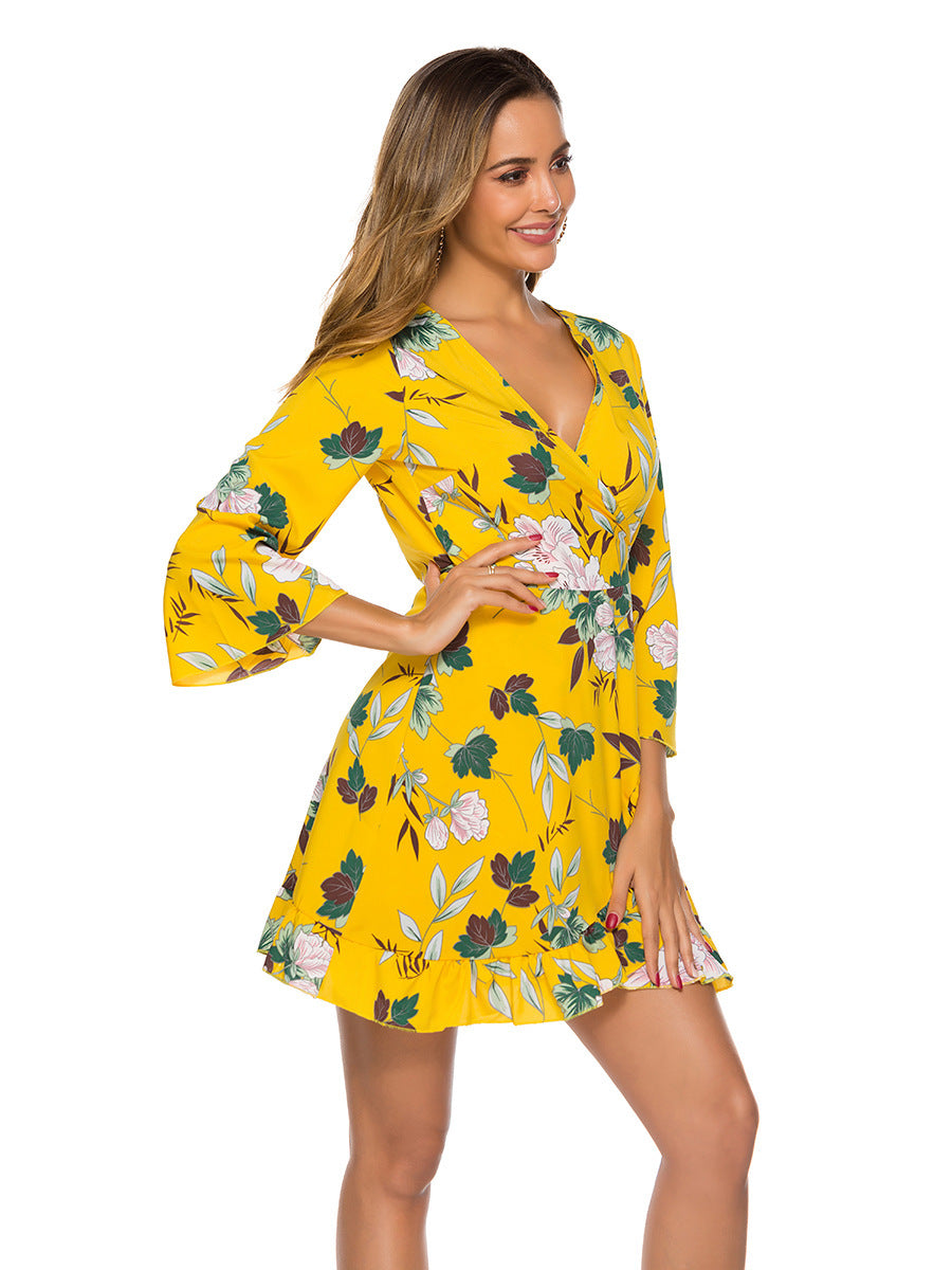 Damen Sommerliches Minikleid mit fließendem Schnitt und voluminösen Ärmeln WW