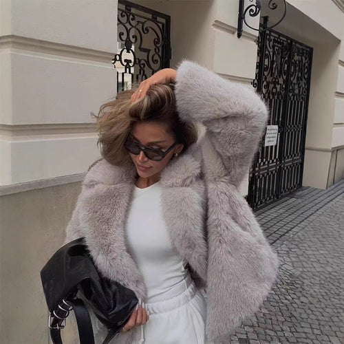 Damen Stilvoller Kunstfell-Shortjacke WW