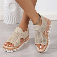 Damen Smart Casual Plateau Sandalen mit atmungsaktivem Obermaterial und rutschfester Sohle WW