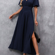 Damen maxikleid mit fließendem Schnitt und eleganten Ärmeln WW