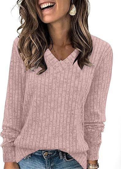 Damen Strickpullover mit V-Ausschnitt und strukturiertem Rippendesign WW