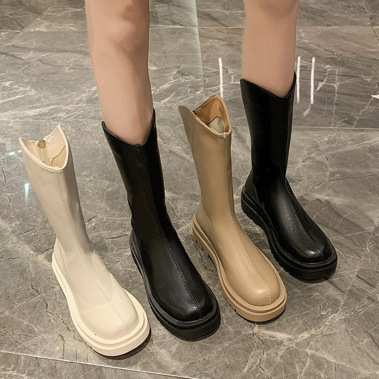 Damen Gummi-Stiefel mit rutschfester Sohle und hohem Schaft W&W Mode