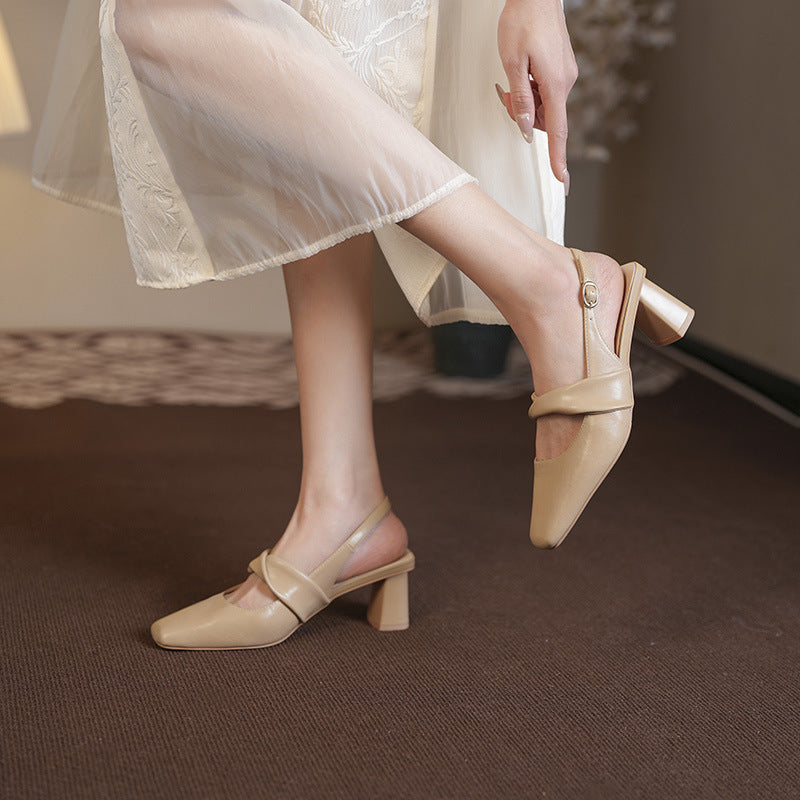 Damen Slingback Block-Absatzschuhe mit dekorativem Twist WW