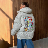 Damen Steppjacke mit kreativem Druckdesign WW