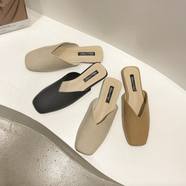 Damen Modische Mules mit elegantem V-Ausschnitt W&W
