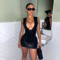 WW | Sexy V-Ausschnitt Ärmelloses Bodycon Kleid