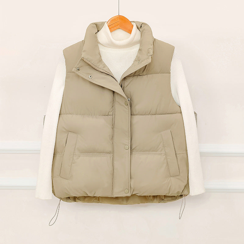 Damen Sportliche wattierte Weste mit hohem Kragen und praktischen Taschen WW