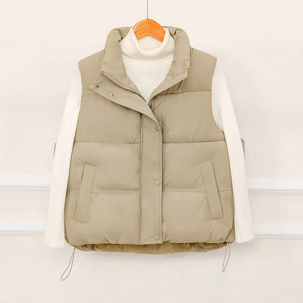 Damen Sportliche wattierte Weste mit hohem Kragen und praktischen Taschen WW