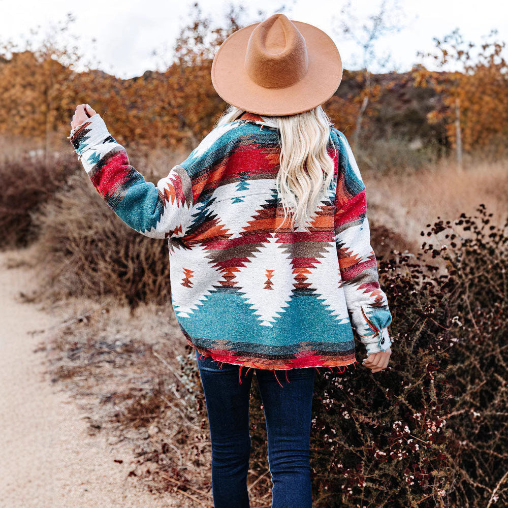 – Gewebte Jacke mit bedrucktem Kragen