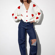 Damen Strickjacke mit fruchtigem Applikationsdesign WW