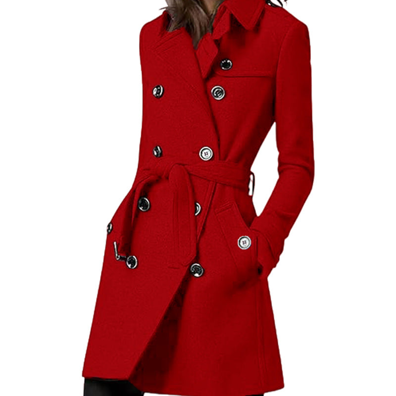 Damen Eleganter Trenchcoat mit modischem Gürtel und hochwertigen Knopfdetails WW
