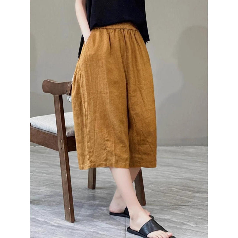 Damen Relaxed Fit Leinen Culotte Shorts W&W Mode