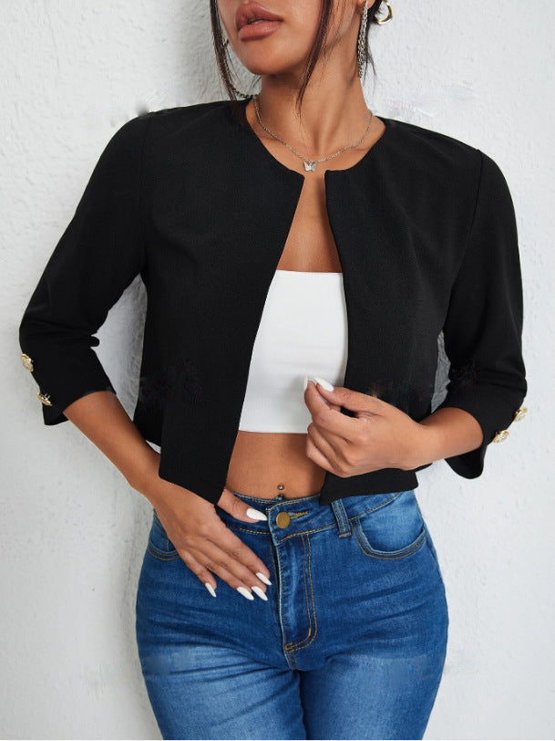 Damen lässige Kurzblazer mit strukturiertem Stoff WW